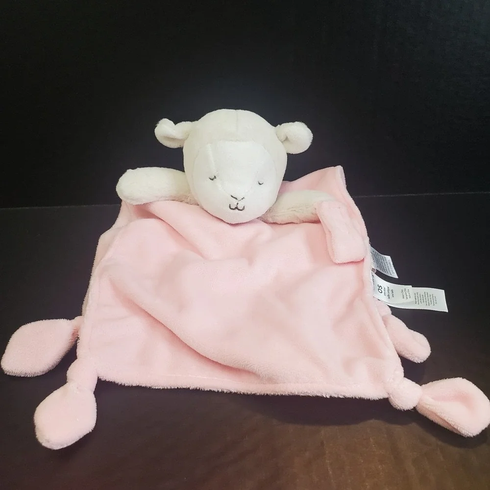 Carter's Lamb Sheep Baby Girls Pink Lovey Rattle Pacifier Clip Security Blanket‎